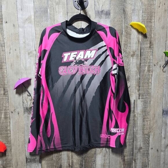 Team Sled B@%$h Vintage Y2K Black and Pink LS Jersey - Picture 1 of 8